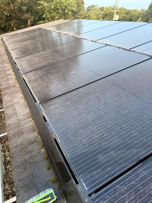 Dusty, streaked solar panels