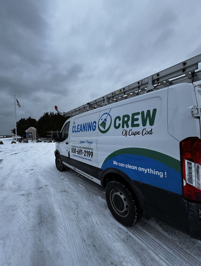 Crew van parked in the snow